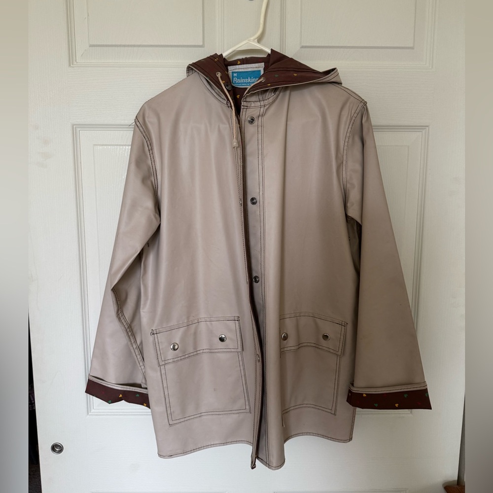 Rainskins Beige Rain Jacket Hooded Coat